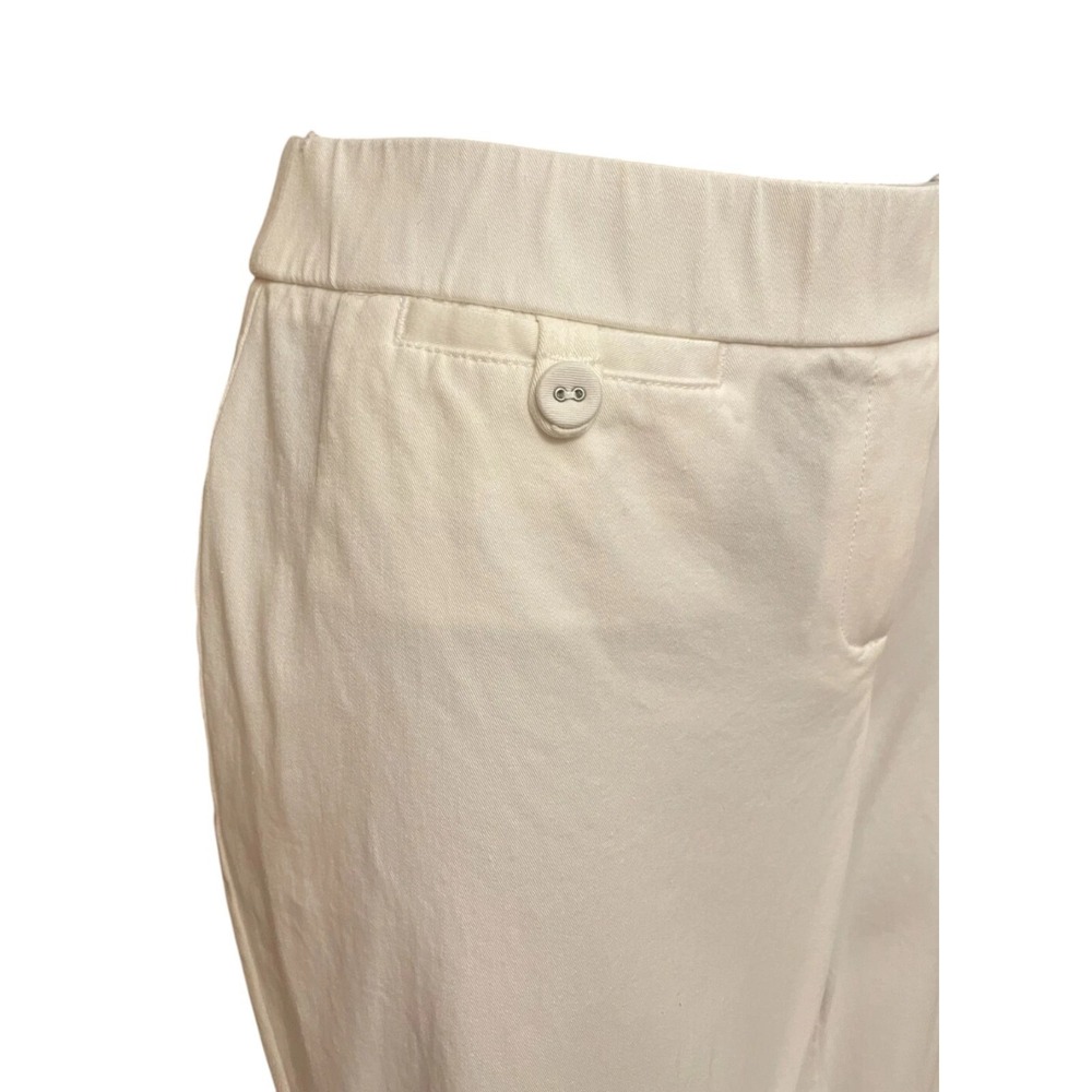 Chico's Womens Ankle Crop Pants Size 00 White Knit Cotton Elastic Waist Stretch - Picture 7 of 13